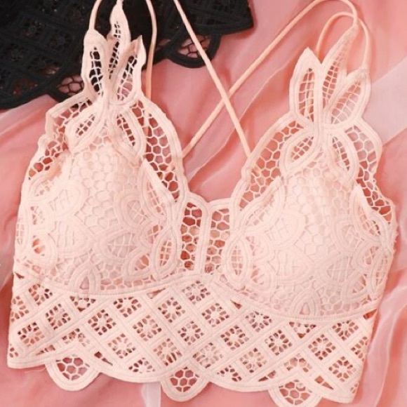 Guipure Pink Lace Bra - Picture 2 of 9